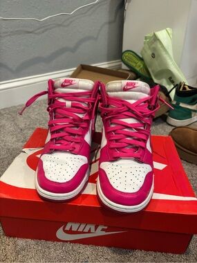 Nike Women's High-Top Sneakers in Hot Pink and White